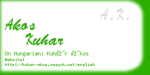 akos kuhar business card